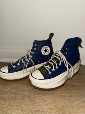 Women's Converse Run Star Hike High 568650C Navy White Gum leather Hi Green